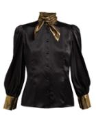 Matchesfashion.com Edeltrud Hofmann - Nico High Neck Silk Blouse - Womens - Black Gold