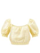 Matchesfashion.com Casa Raki - Siena Organic-linen Cropped Top - Womens - Yellow