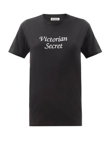 Ladies Rtw Batsheva - Victorian Secret-embroidered Cotton T-shirt - Womens - Black