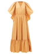 Matchesfashion.com Roksanda - Constance Halterneck Cotton-poplin Maxi Dress - Womens - Beige