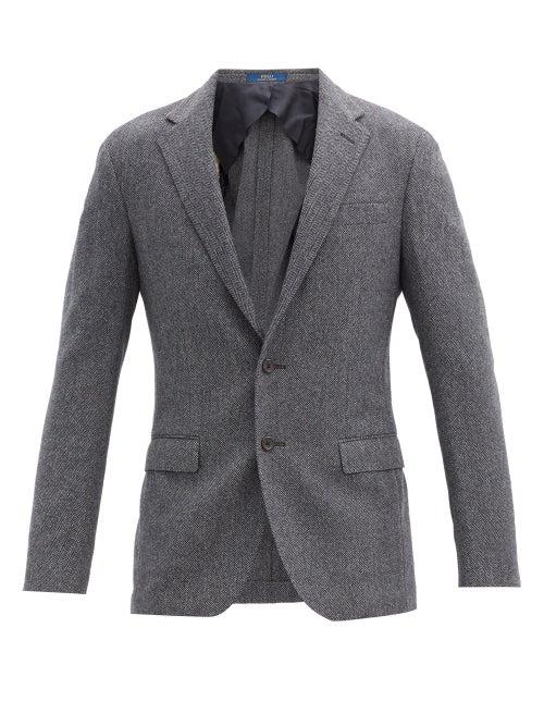 Matchesfashion.com Polo Ralph Lauren - Single-breasted Herringbone Wool-blend Blazer - Mens - Grey Navy