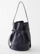 The Row - Leo Knotted Leather Bucket Bag - Womens - Navy