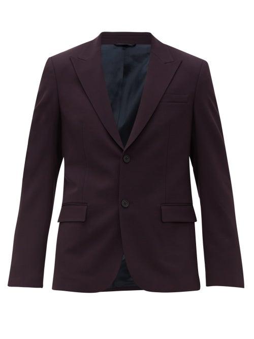 Matchesfashion.com Joseph - Cannes Single Breasted Twill Suit Jacket - Mens - Burgundy