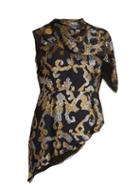 Matchesfashion.com Peter Pilotto - Asymmetric Open Back Fil Coup Silk Blend Top - Womens - Black Gold