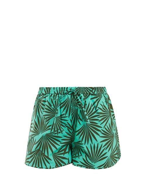 Matchesfashion.com Diane Von Furstenberg - Elasticated Waist Stretch Cotton Shorts - Womens - Green Multi