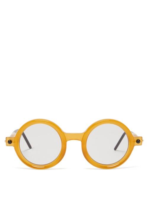 Kuboraum - P1 Round Acetate Glasses - Mens - Light Brown