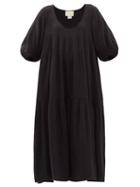 Matchesfashion.com Anaak - Nina Tiered Crinkled-cotton Maxi Dress - Womens - Black