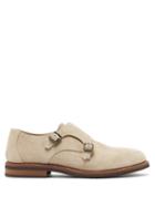 Matchesfashion.com Brunello Cucinelli - Monk-strap Suede Shoes - Mens - Beige