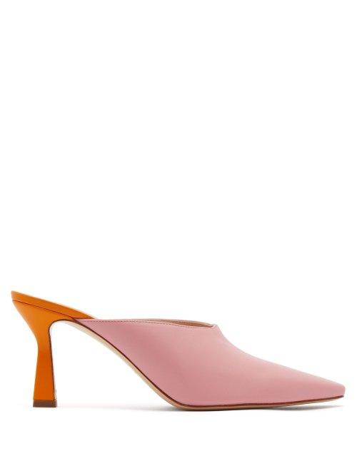 Matchesfashion.com Wandler - Lotte Contrast Heel Leather Mules - Womens - Light Pink