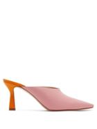 Matchesfashion.com Wandler - Lotte Contrast Heel Leather Mules - Womens - Light Pink