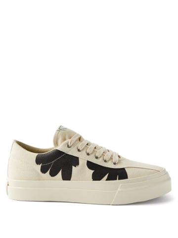Stepney Workers Club - Dellow Printed Canvas Trainers - Mens - White Black