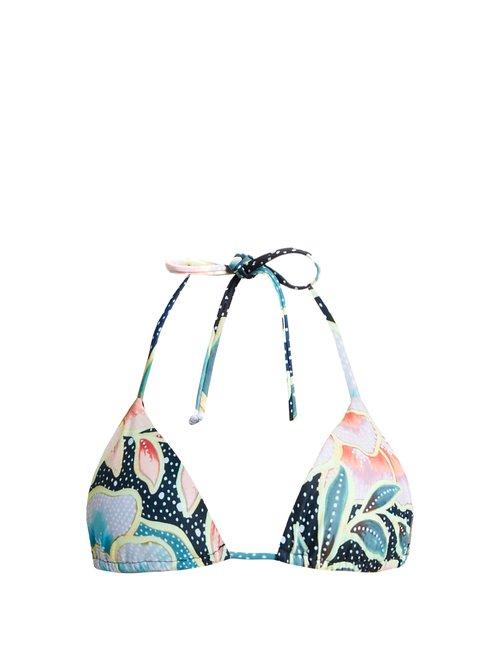 Matchesfashion.com Mara Hoffman - Arcadia Indigo Print Triangle Bikini Top - Womens - Blue Multi