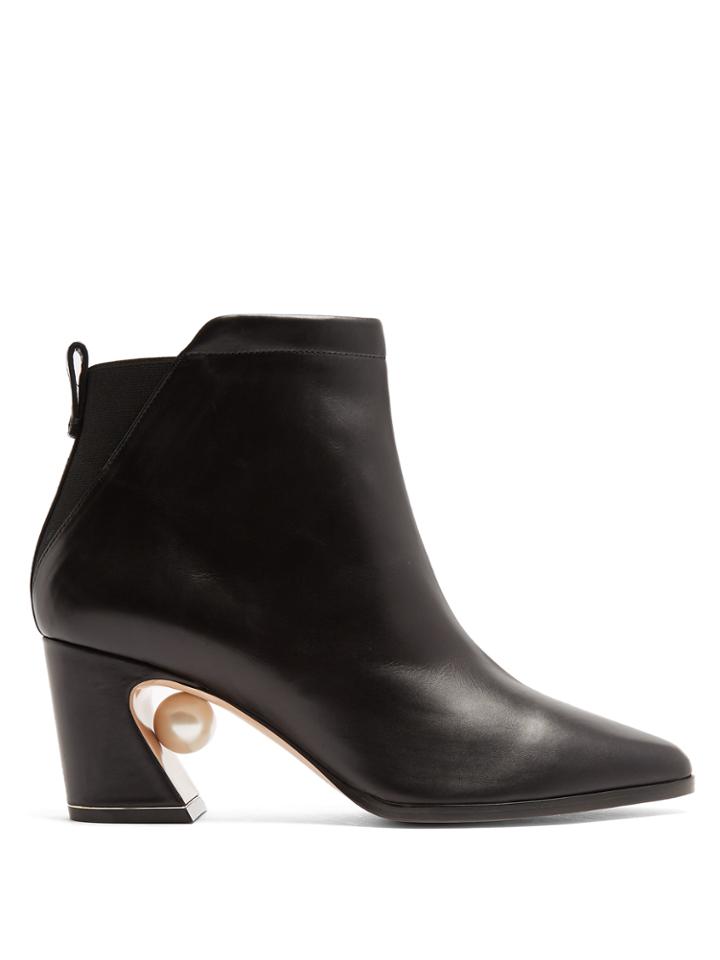 Nicholas Kirkwood Tilda Pearl-heeled Leather Ankle Boots