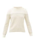 Matchesfashion.com Saint Laurent - Metallic Lurex-striped Sweater - Womens - Ivory
