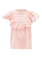 Matchesfashion.com Isabel Marant Toile - Pleyel Ruffled Striped Cotton Blouse - Womens - Pink