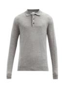 Matchesfashion.com Caruso - Wool-blend Long-sleeved Polo Shirt - Mens - Grey