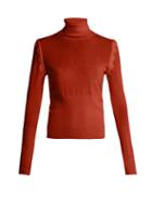 Matchesfashion.com Chlo - Scallop Trim Roll Neck Wool Sweater - Womens - Dark Red