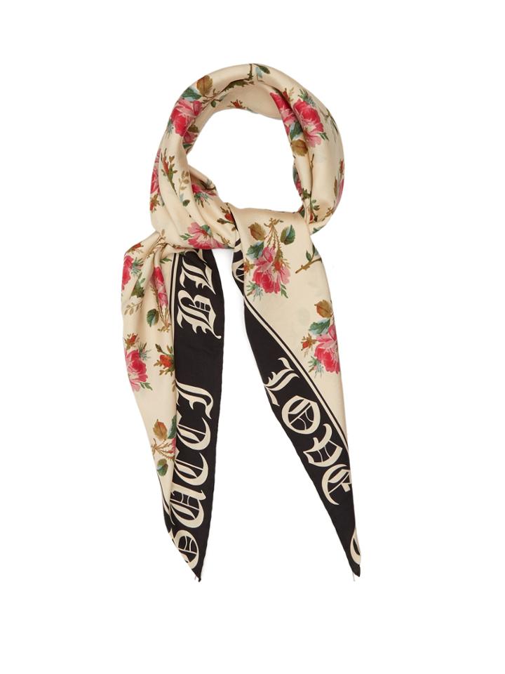 Gucci Floral-print Silk-twill Scarf