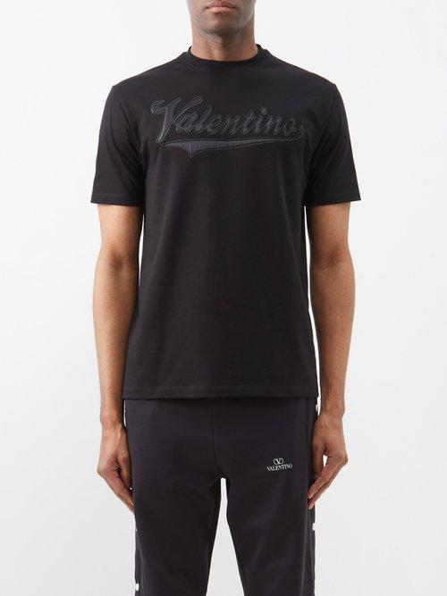 Valentino - Logo-appliqu Cotton-jersey T-shirt - Mens - Black