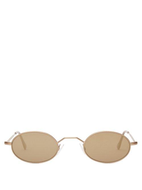 Matchesfashion.com Andy Wolf - Armstrong Oval Frame Sunglasses - Mens - Gold