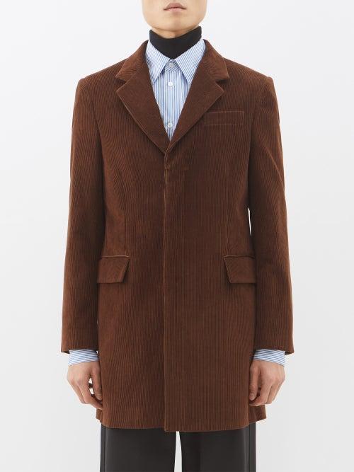 The Row - Antuan Single-breasted Cotton-corduroy Overcoat - Mens - Dark Brown
