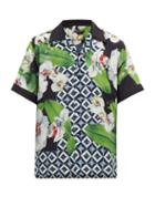 Matchesfashion.com Dolce & Gabbana - Orchid And Tile Print Twill Shirt - Mens - Black Multi