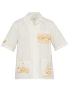 Matchesfashion.com Ami - Scenic Print Cotton Blend Shirt - Mens - White Multi