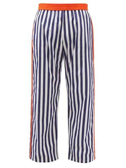 Sbline - Breton-stripe Cotton-poplin Trousers - Mens - Blue Multi