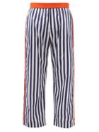 Sbline - Breton-stripe Cotton-poplin Trousers - Mens - Blue Multi