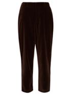 Matchesfashion.com Cheval Pampa - Al Viento High Rise Velvet Tapered Trousers - Womens - Brown
