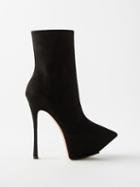 Amina Muaddi - Yigit 150 Suede Ankle Boots - Womens - Black