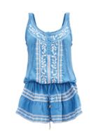 Matchesfashion.com Melissa Odabash - Jaz Embroidered Mini Dress - Womens - Blue White