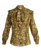 Preen By Thornton Bregazzi Molly Ruffle-trim Floral-print Silk Blouse