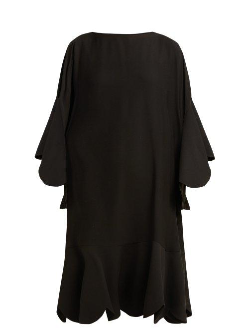 Matchesfashion.com Valentino - Scalloped Edge Silk Georgette Dress - Womens - Black