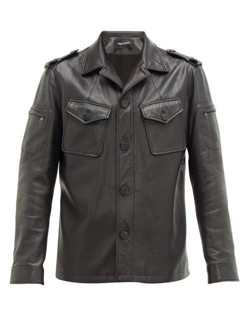 Matchesfashion.com Neil Barrett - Patch Pocket Leather Jacket - Mens - Black