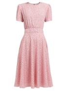 Matchesfashion.com Vika Gazinskaya - Polka Dot Print Crepe Midi Dress - Womens - Pink Multi