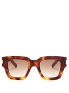 Matchesfashion.com Saint Laurent - Rectangle Frame Acetate Sunglasses - Womens - Tortoiseshell