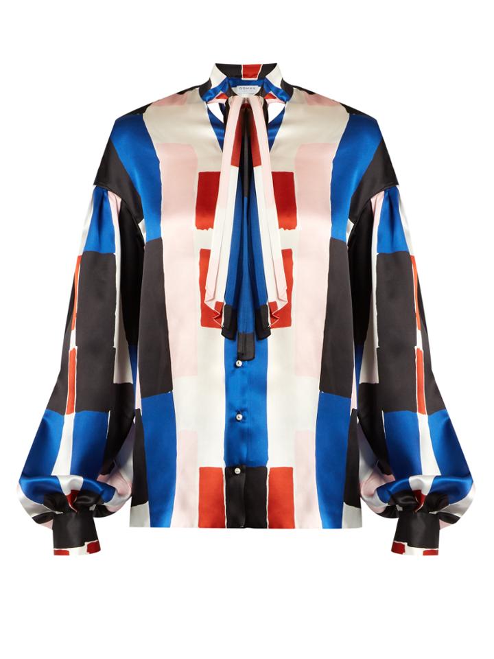 Osman Jessica Abstract-print Silk-satin Blouse
