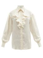 Ladies Rtw Etro - Sacramento Paisley-jacquard Silk-satin Blouse - Womens - Cream