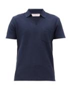 Matchesfashion.com Orlebar Brown - Lincoln Open-collar Cotton Polo Shirt - Mens - Navy