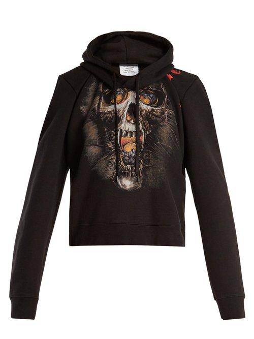 Matchesfashion.com Vetements - Misplaced Shoulder Skull Print Sweatshirt - Womens - Black Print