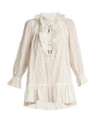 Matchesfashion.com Zimmermann - Corsair Ruffled Pinstriped Cotton Blend Blouse - Womens - Ivory Multi