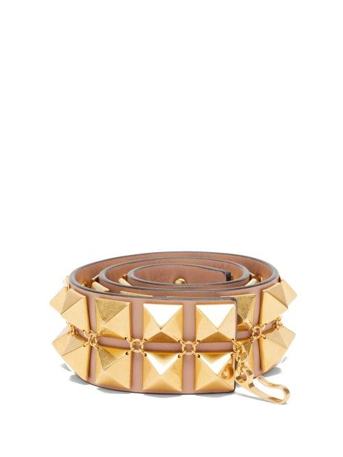 Matchesfashion.com Valentino Garavani - Roman Stud Leather Belt - Womens - Gold