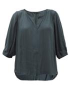 Ladies Rtw Carl Kapp - Ricarpos Pleated Voile Blouse - Womens - Dark Green