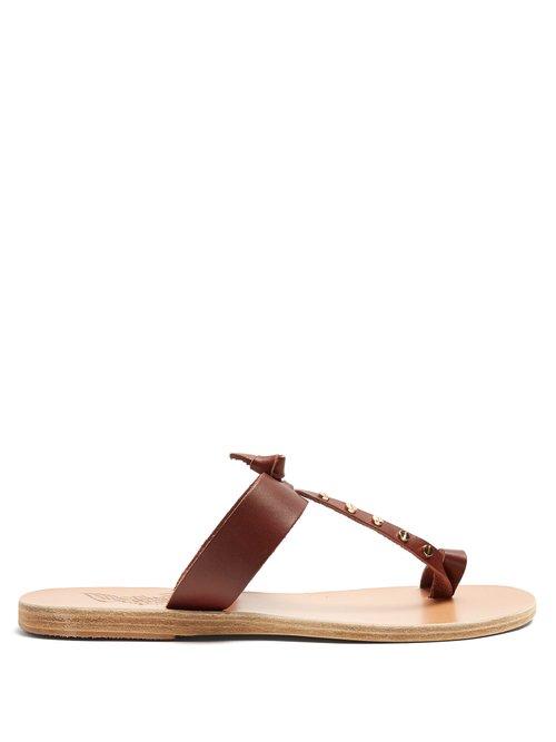 Matchesfashion.com Ancient Greek Sandals - Melpomeni Embellished Leather Sandals - Womens - Dark Brown