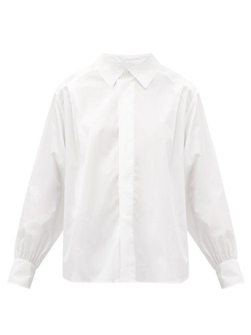 Matchesfashion.com Ami - Concealed-placket Cotton-poplin Shirt - Womens - White