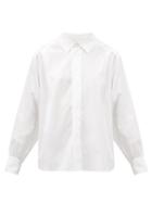 Matchesfashion.com Ami - Concealed-placket Cotton-poplin Shirt - Womens - White
