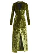 Matchesfashion.com Galvan - Cloud Hammered Velvet Dress - Womens - Green
