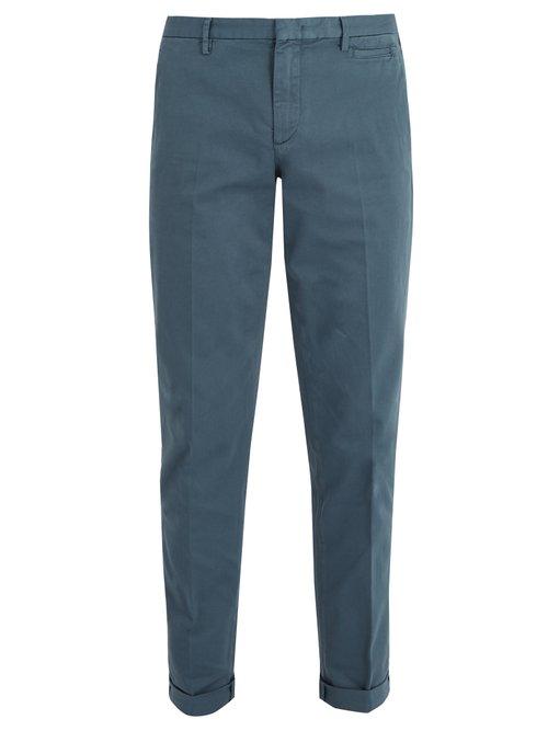 Matchesfashion.com Prada - Slim Leg Stretch Cotton Chino Trousers - Mens - Grey