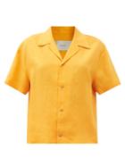 Matchesfashion.com Asceno - Prague Short-sleeved Organic-linen Shirt - Womens - Yellow